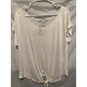 NEW American Rag Juniors White Short Sleeve Tie Front Top Size L